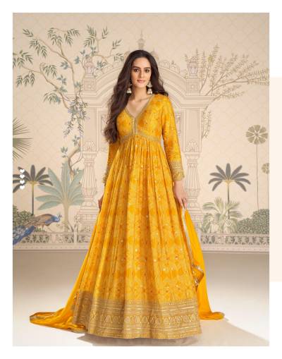   BANDHAN BY SAYURI DESIGNER CHINON GOWN WHOLESALER IN INDIA 